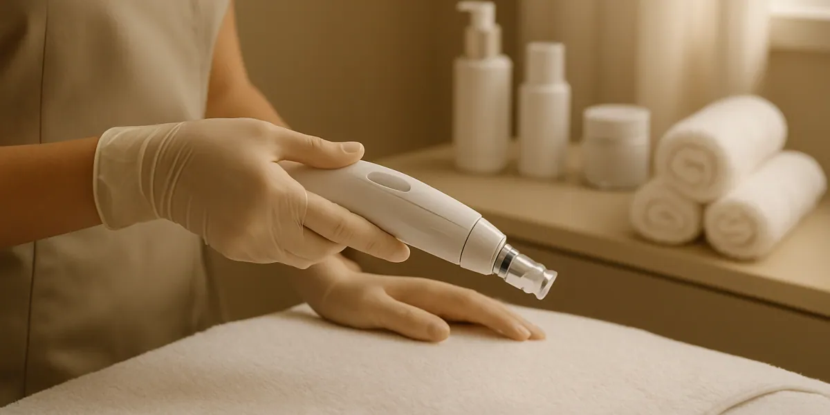 Detajl naprave Hydro Facial in nego v urejenem estetskem prostoru