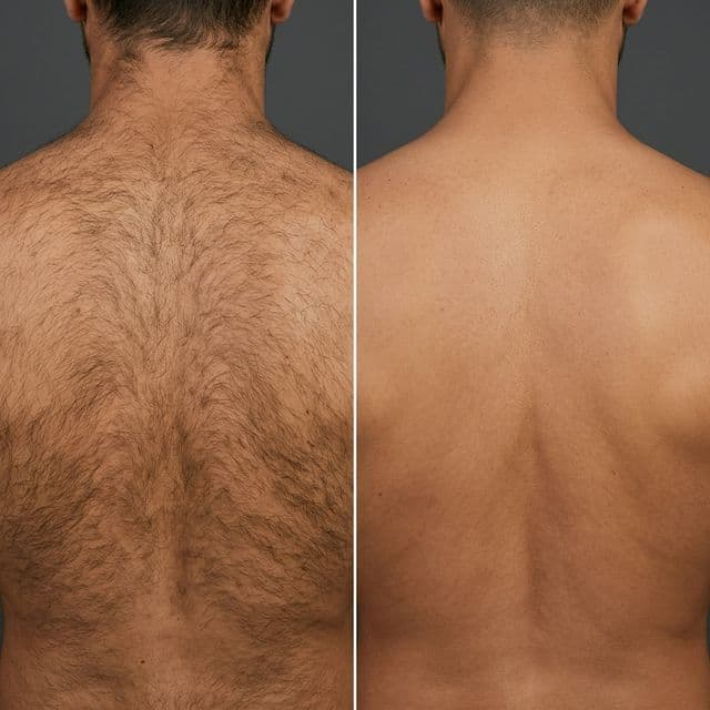 Before after rezultat laserskega odstranjevanja dlak pri moških